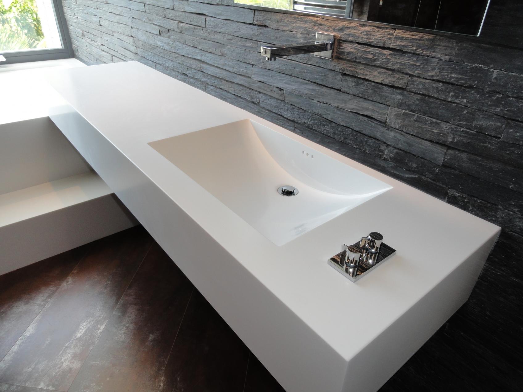 bathroom with an integrated sink