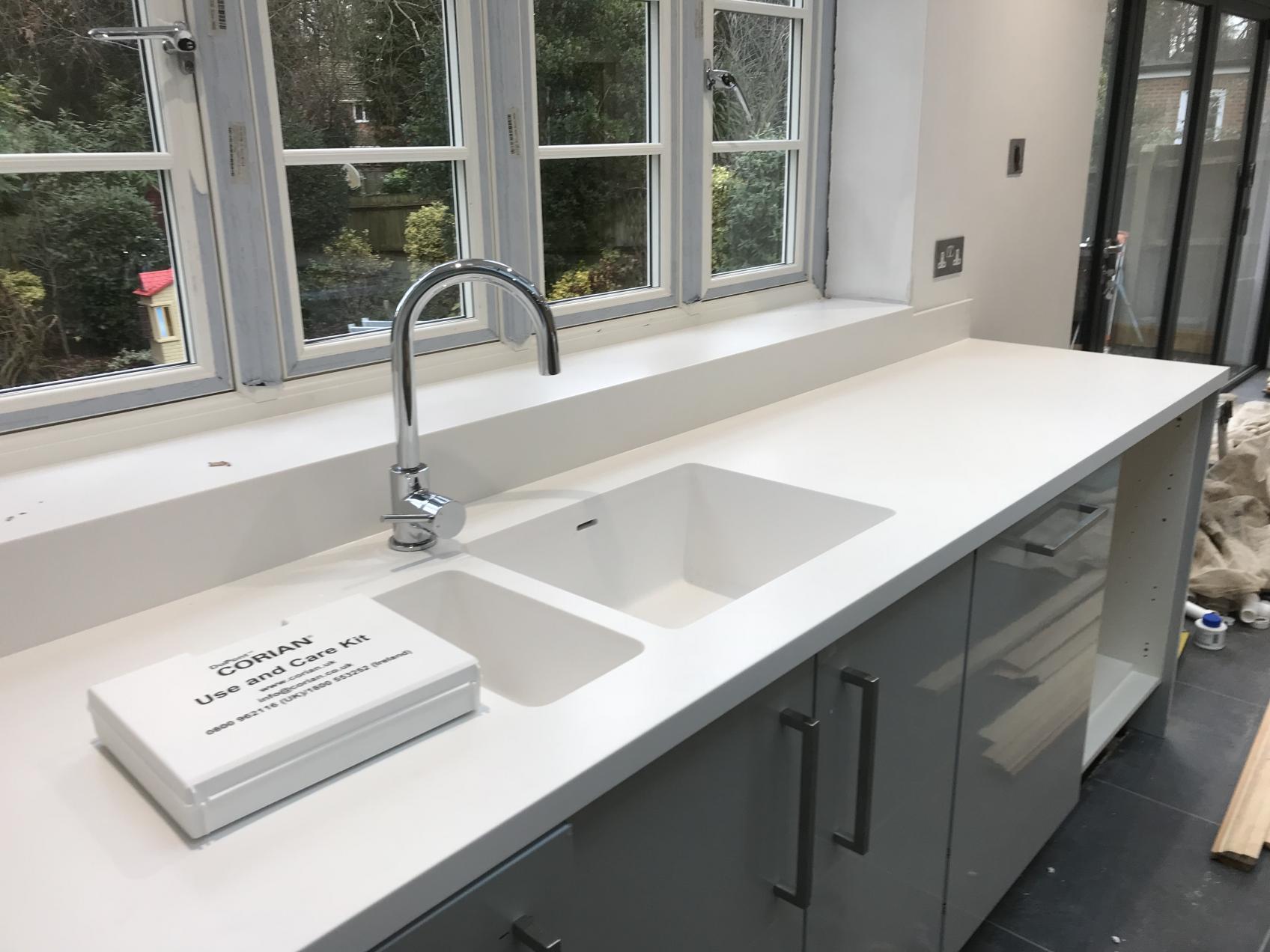 kitchen worktops with integrated sink