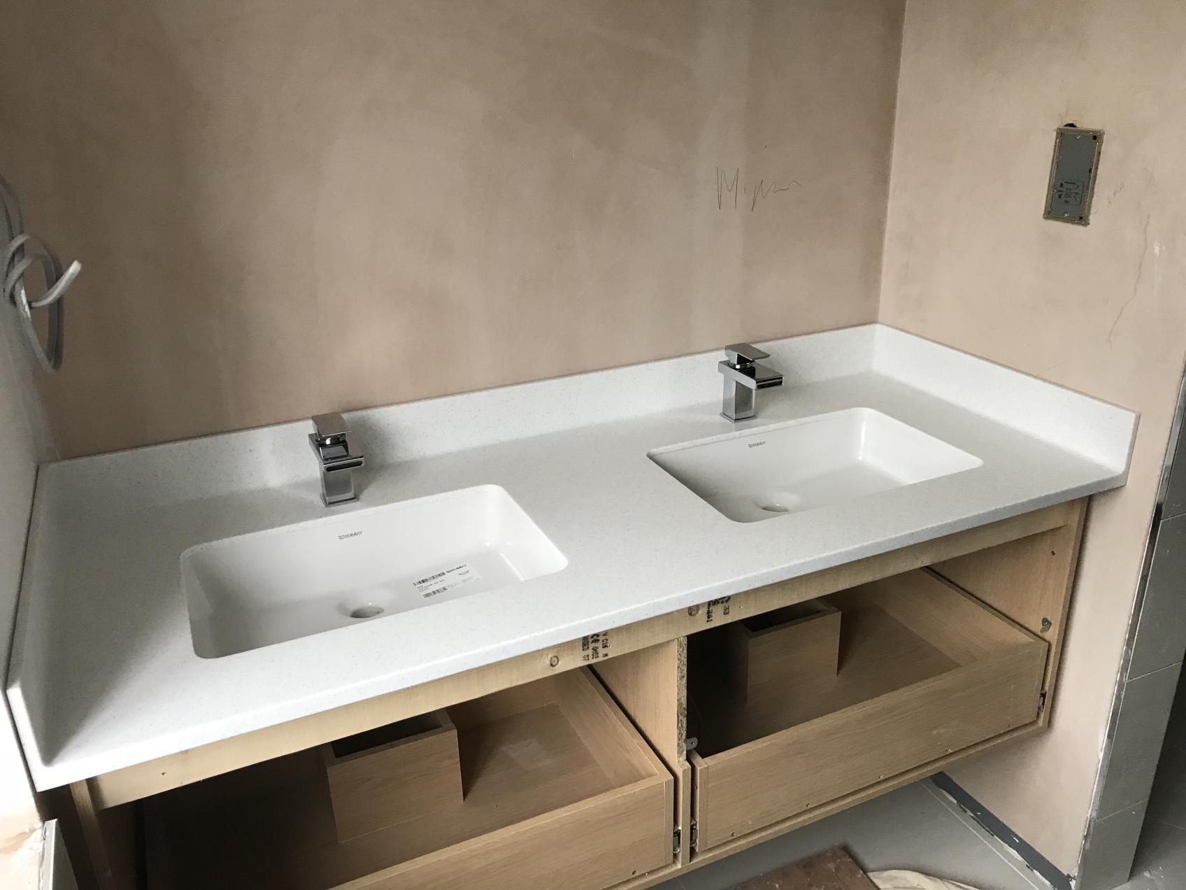 corian double bathroom sink custom spacing